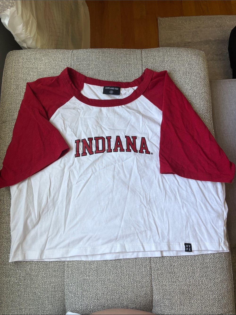 Hype and Vice Indiana Raglan Crop Top - Red & White